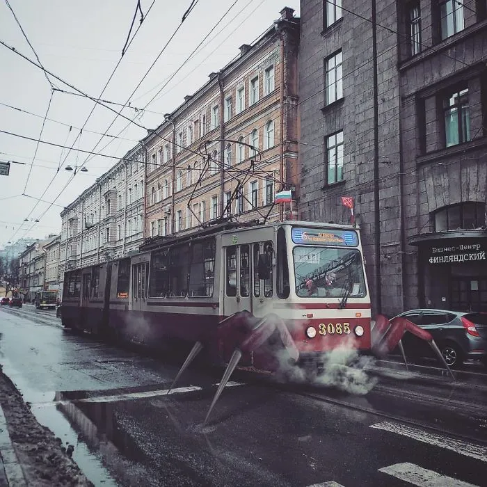 41 Stunning Photo Manipulations Of Fantastic Creatures Taking Over St. Petersburg By Russian Artist