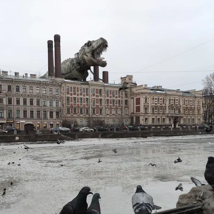 41 Stunning Photo Manipulations Of Fantastic Creatures Taking Over St. Petersburg By Russian Artist