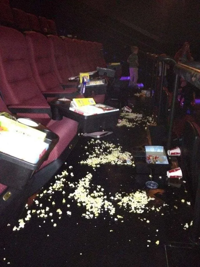 If You Or Your Kids Think That It's A Good Idea To Leave The Cinema Like This, Damn You