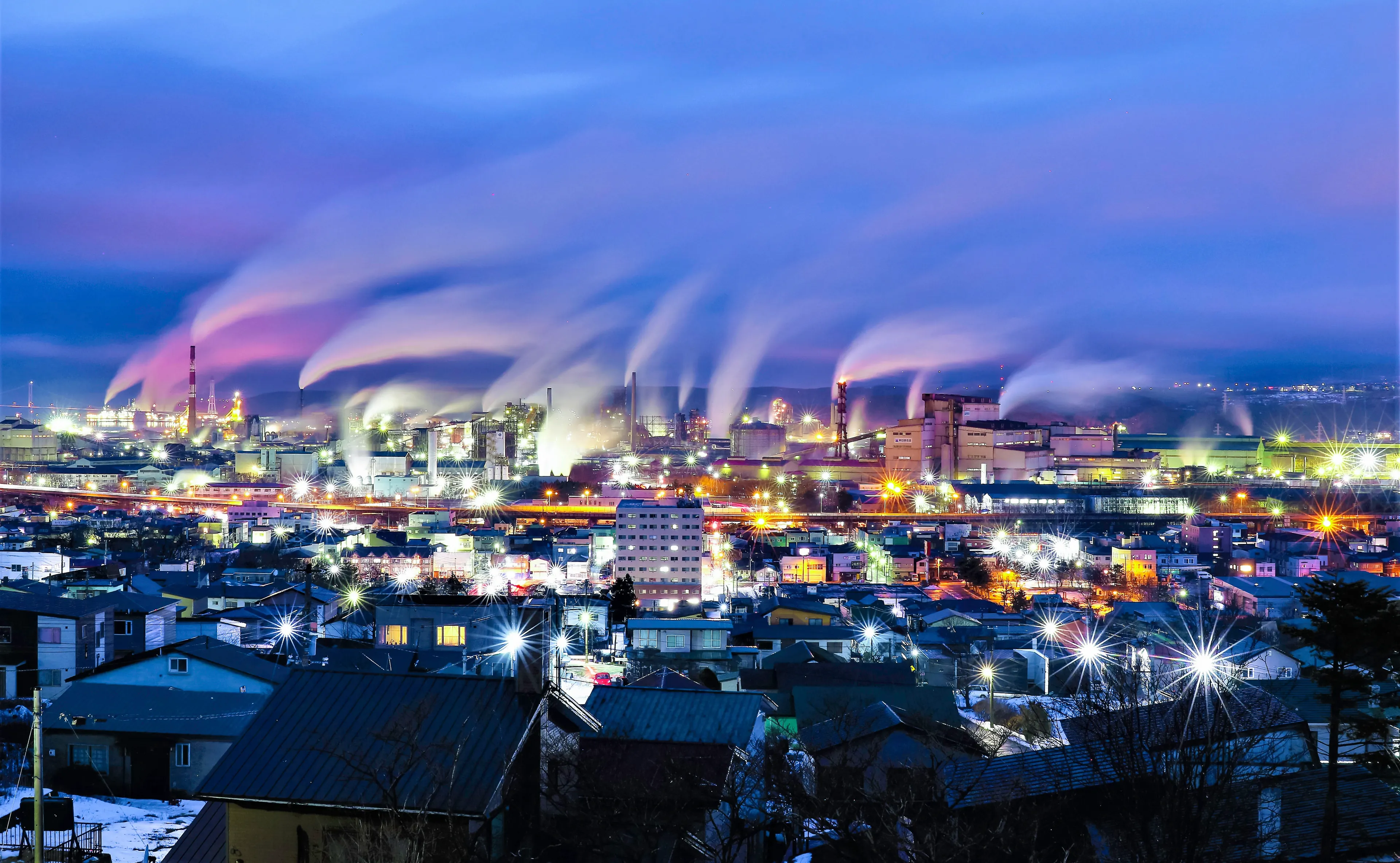 Morning Factory And City