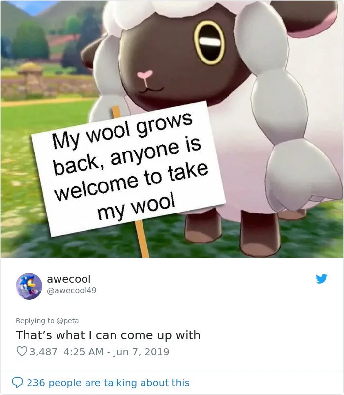 PETA Uses Wooloo Pokemon To Stop People From Using Wool, Gets Roasted Badly