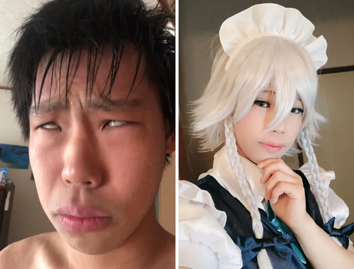 Estos cosplayers asiáticos muestran su sencillo aspecto cuando no van disfrazados (30 imágenes)