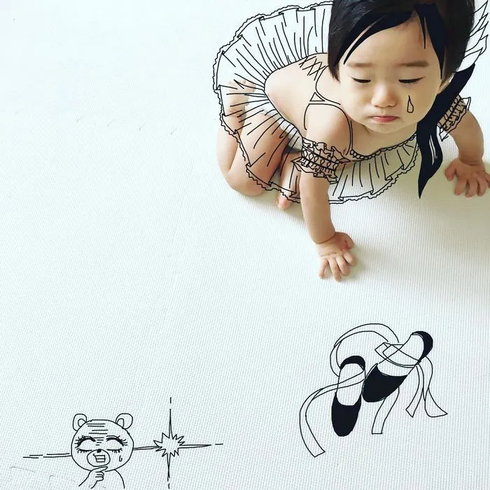 Japanese Father Of Two Draws On His Kids’ Photos And The Result Is Adorable (50 Pics)