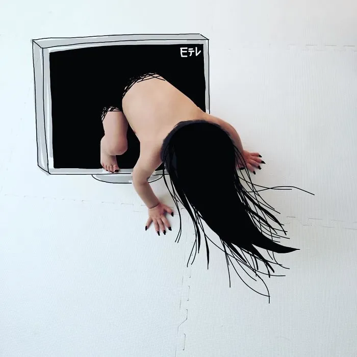 Japanese Father Of Two Draws On His Kids’ Photos And The Result Is Adorable (50 Pics)