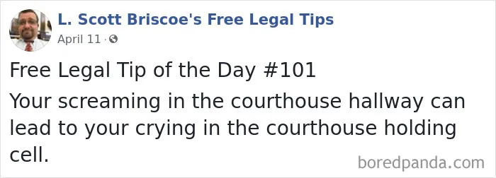 Lawyer Posts Hilarious Legal Advice Based On Crazy Things He's Seen In Over 20 Years Of Experience (30 New Pics)