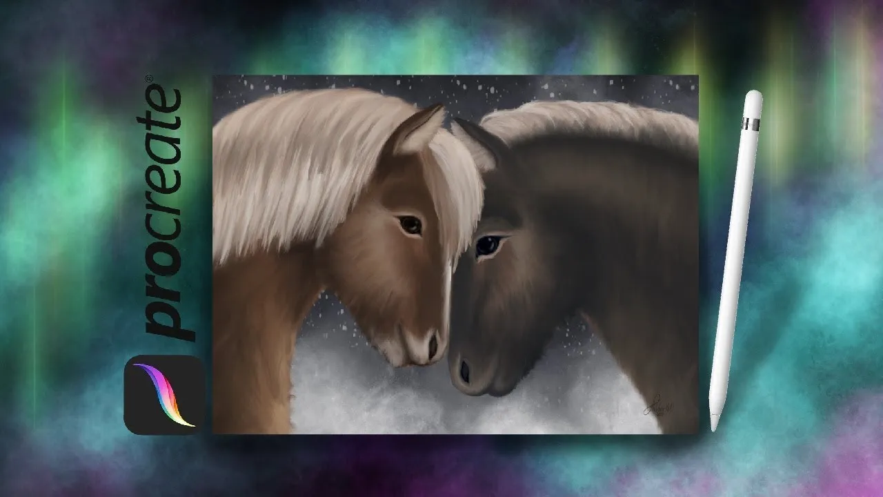 Time-Lapse Of Icelandic Ponies In Procreate