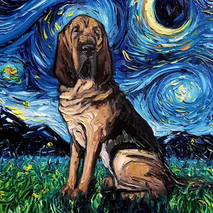 Artist Whose Painting Got Mistaken For A Van Gogh Creates Adorable "Starry Night" Dog Series (30 Pics)