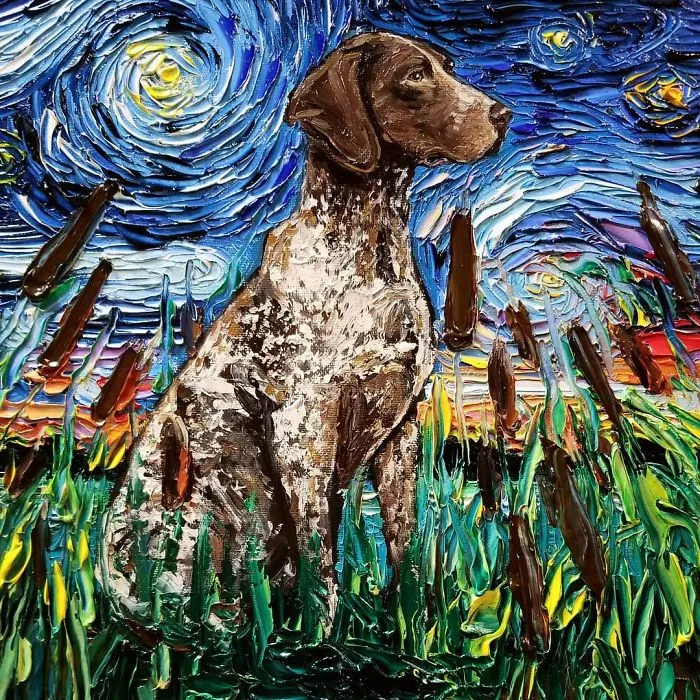 Artist Whose Painting Got Mistaken For A Van Gogh Creates Adorable "Starry Night" Dog Series (30 Pics)