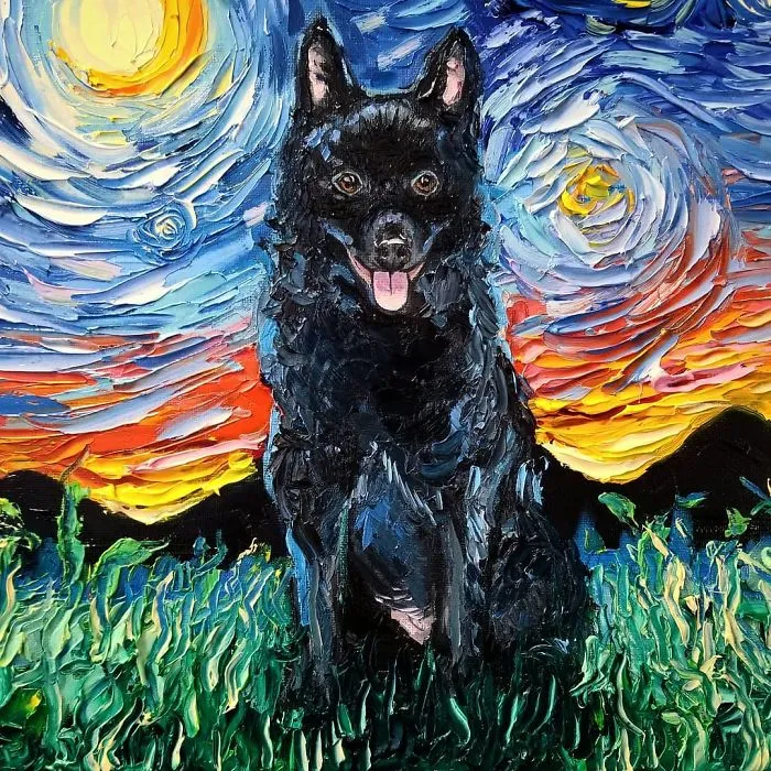 Artist Whose Painting Got Mistaken For A Van Gogh Creates Adorable "Starry Night" Dog Series (30 Pics)