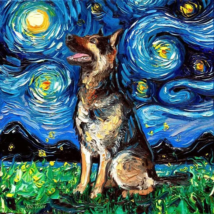 Artist Whose Painting Got Mistaken For A Van Gogh Creates Adorable "Starry Night" Dog Series (30 Pics)