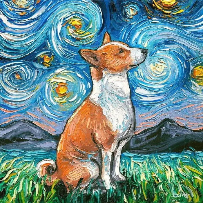 Artist Whose Painting Got Mistaken For A Van Gogh Creates Adorable "Starry Night" Dog Series (30 Pics)