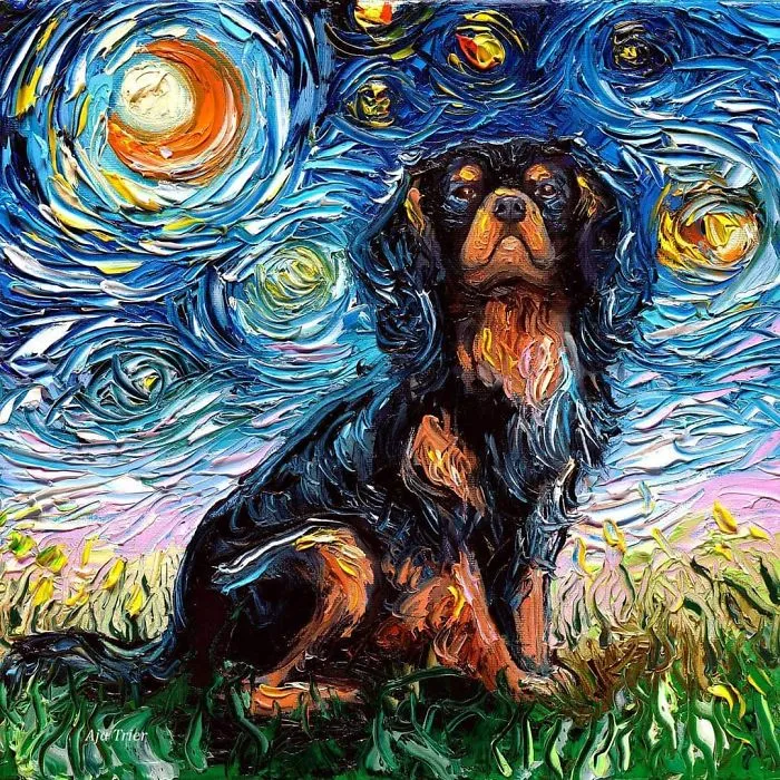 Artist Whose Painting Got Mistaken For A Van Gogh Creates Adorable "Starry Night" Dog Series (30 Pics)