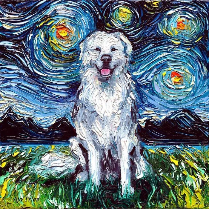 Artist Whose Painting Got Mistaken For A Van Gogh Creates Adorable "Starry Night" Dog Series (30 Pics)