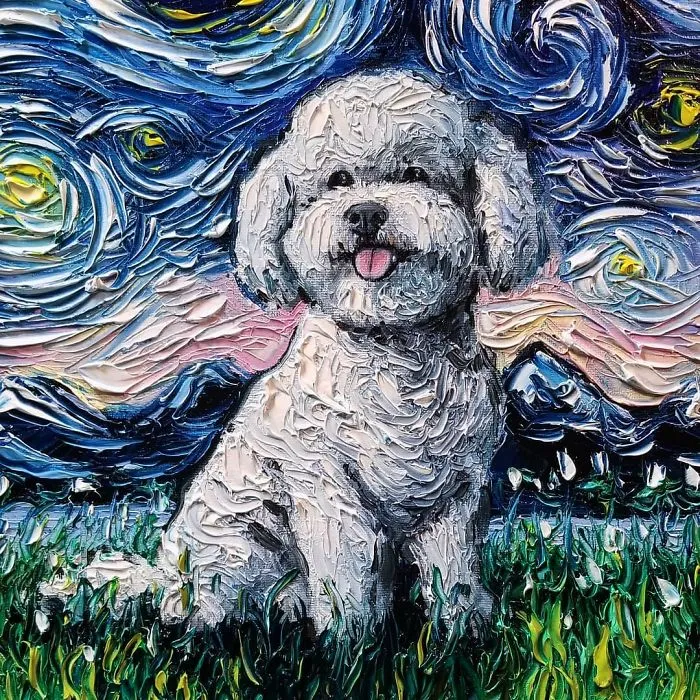 Artist Whose Painting Got Mistaken For A Van Gogh Creates Adorable "Starry Night" Dog Series (30 Pics)