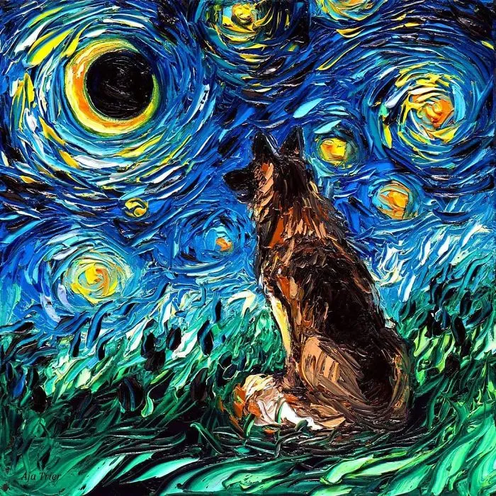 Artist Whose Painting Got Mistaken For A Van Gogh Creates Adorable "Starry Night" Dog Series (30 Pics)