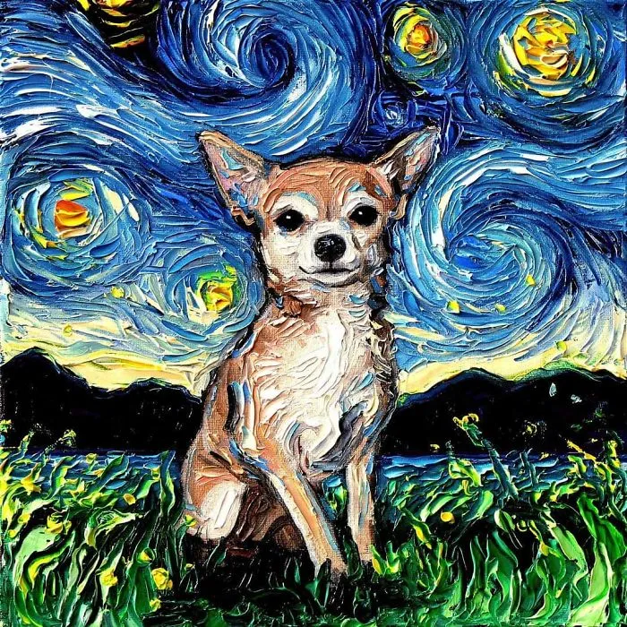 Artist Whose Painting Got Mistaken For A Van Gogh Creates Adorable "Starry Night" Dog Series (30 Pics)