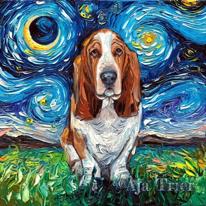Artist Whose Painting Got Mistaken For A Van Gogh Creates Adorable "Starry Night" Dog Series (30 Pics)
