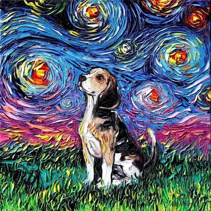 Artist Whose Painting Got Mistaken For A Van Gogh Creates Adorable "Starry Night" Dog Series (30 Pics)