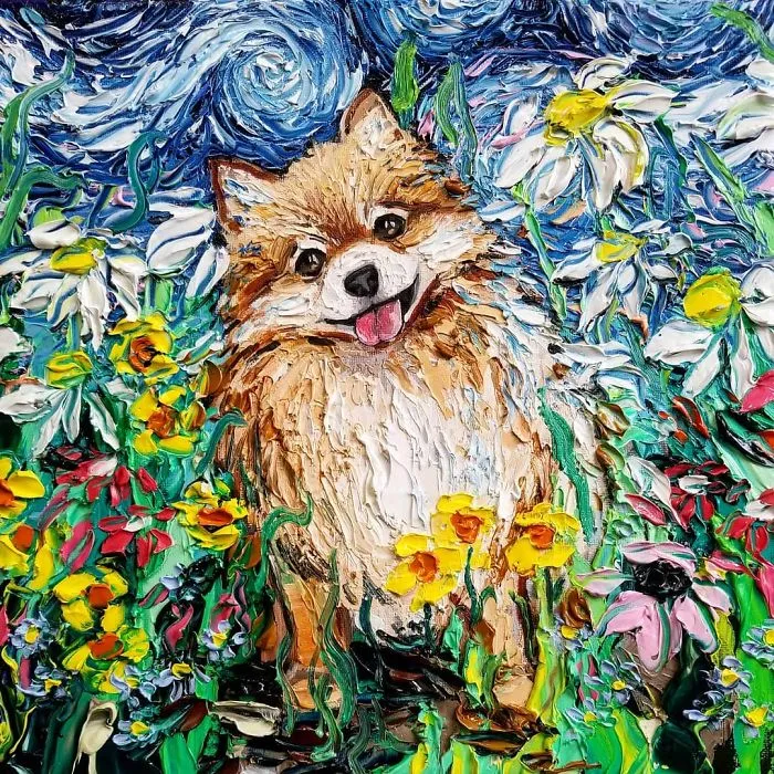 Artist Whose Painting Got Mistaken For A Van Gogh Creates Adorable "Starry Night" Dog Series (30 Pics)