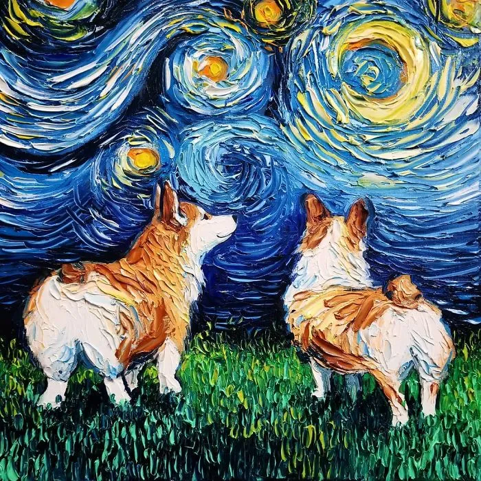 Artist Whose Painting Got Mistaken For A Van Gogh Creates Adorable "Starry Night" Dog Series (30 Pics)