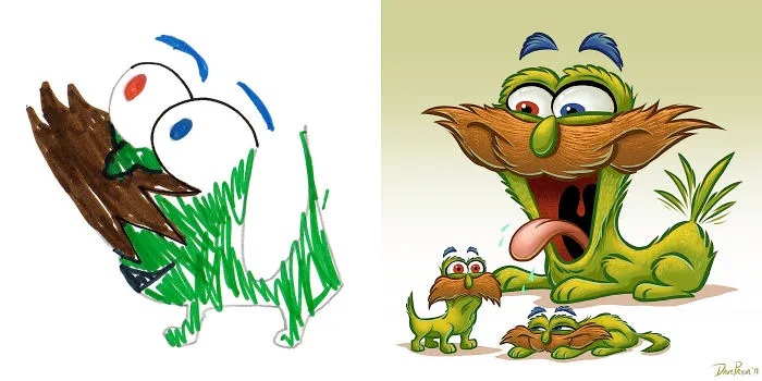 I Invited Artists From All Around The World To Draw Monsters Based on My Kids' Drawings (30 Pics)