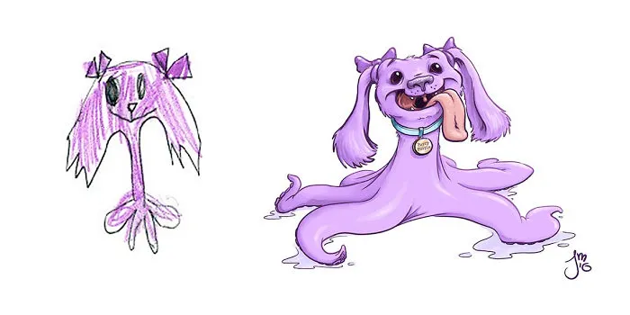 I Invited Artists From All Around The World To Draw Monsters Based on My Kids' Drawings (30 Pics)