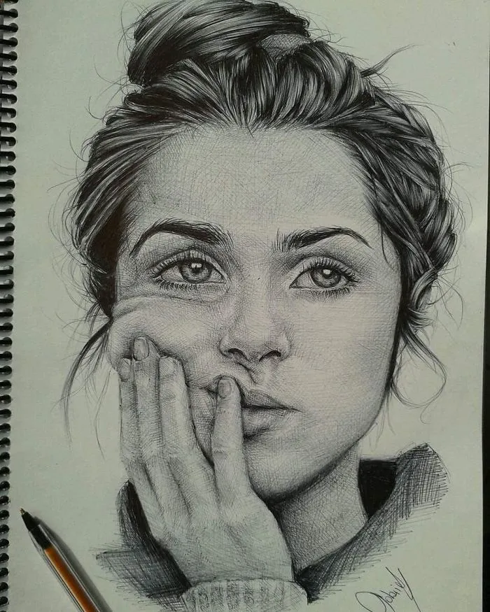 Brazilian Artist Draws Portraits With Only A Ballpoint Pen That Look Extremely Realistic