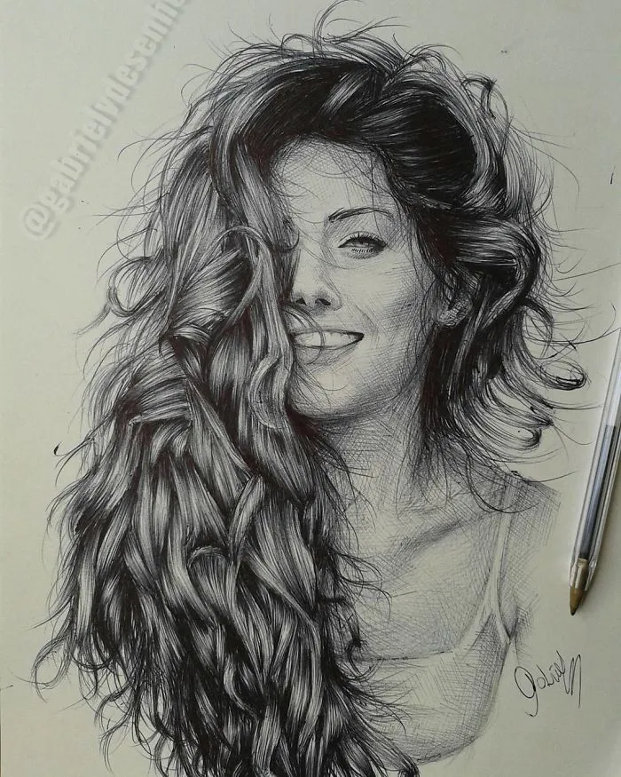 Brazilian Artist Draws Portraits With Only A Ballpoint Pen That Look Extremely Realistic