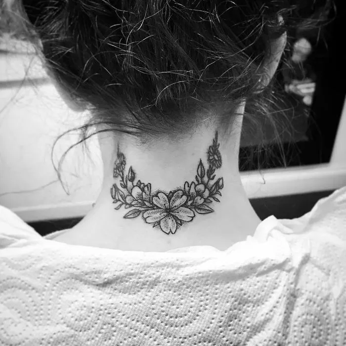Floral Neck Tattoo