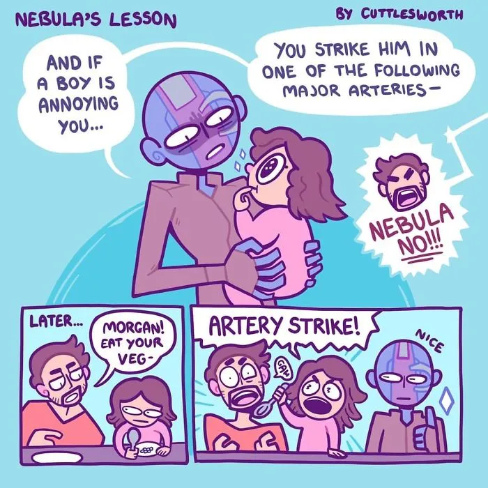 Artist Draws Comics About Nebula, The Daughter Of Thanos, Dealing With Everyday Life (10 Pics)