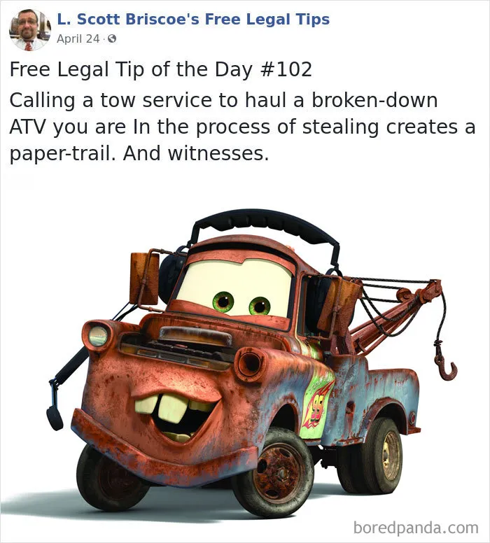 Lawyer Posts Hilarious Legal Advice Based On Crazy Things He's Seen In Over 20 Years Of Experience (30 New Pics)