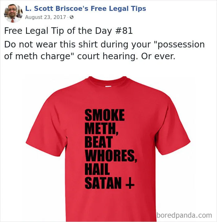 Lawyer Posts Hilarious Legal Advice Based On Crazy Things He's Seen In Over 20 Years Of Experience (30 New Pics)
