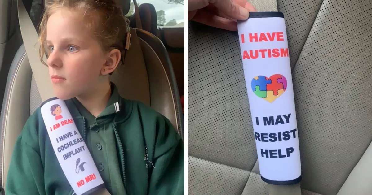 Esta madre ha creado cubiertas para los cinturones de seguridad que avisarían al personal de emergencia sobre los problemas de salud de los niños