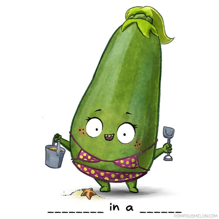 We Illustrated 15 Fruits And Veggies In Clothing That Rhyme. Can You Guess Them?