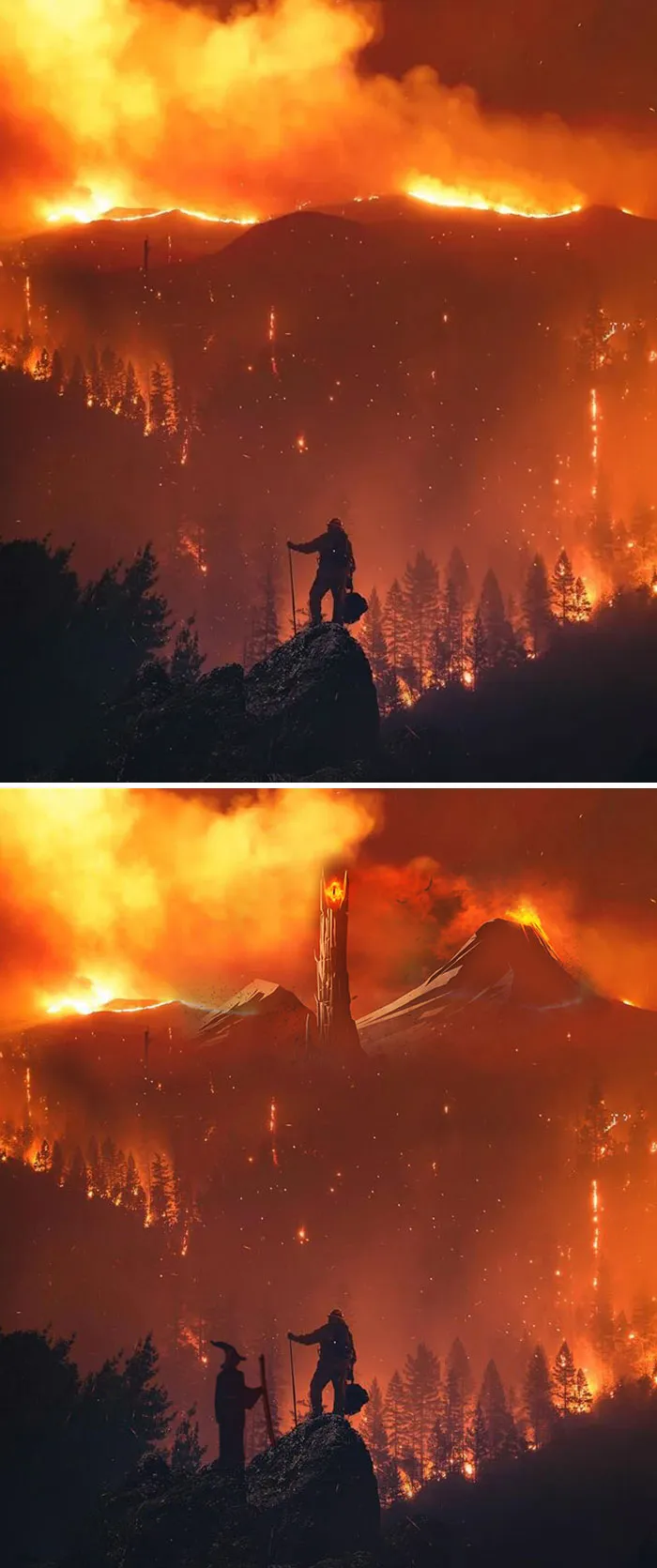 Bombero frente a los incendios de California