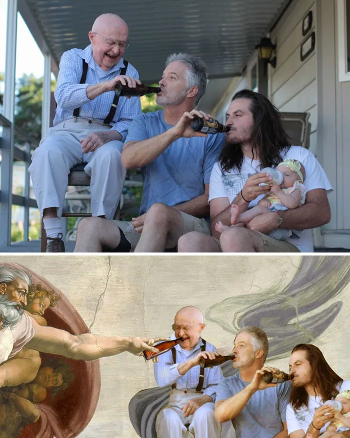 Padres alimentando a sus hijos