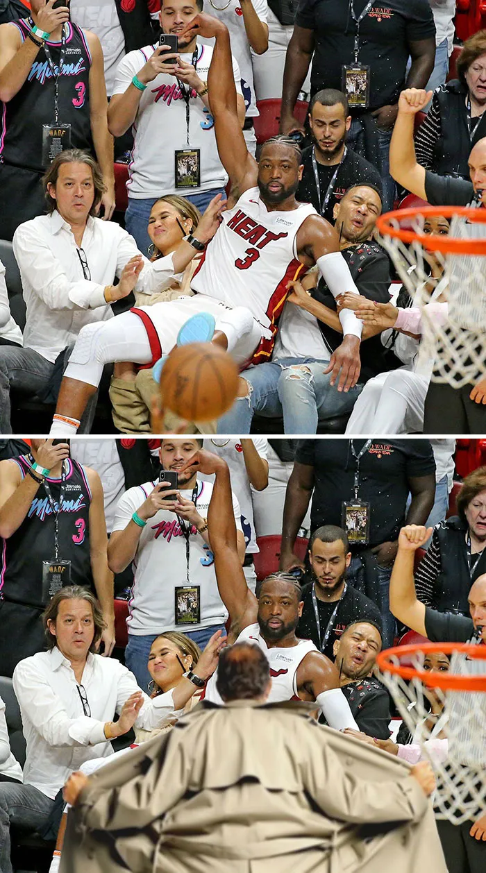 Dwayne Wade Falling Into Chrissy Teigen And John Legend
