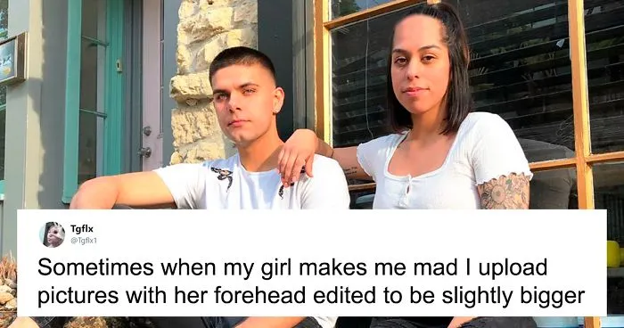 Guy Edits His Girl's Forehead To Look Bigger In Pics When She Makes Him Mad And It Goes Viral