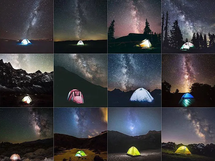 A Single, Centered Tent, Lit Up, Captured With A Long Exposure In Front Of The Milky Way