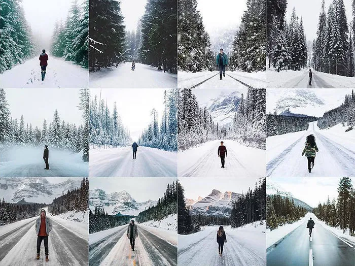 Person In Middle Of Snowy Road
