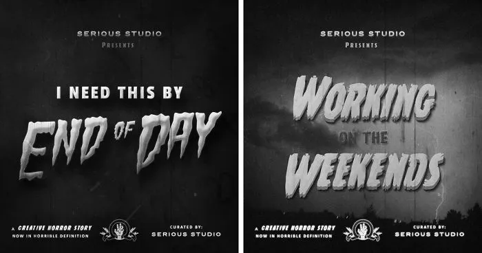 Brand Design Agency Illustrates Client Feedback As Classic Horror Movie Posters (9 Pics)