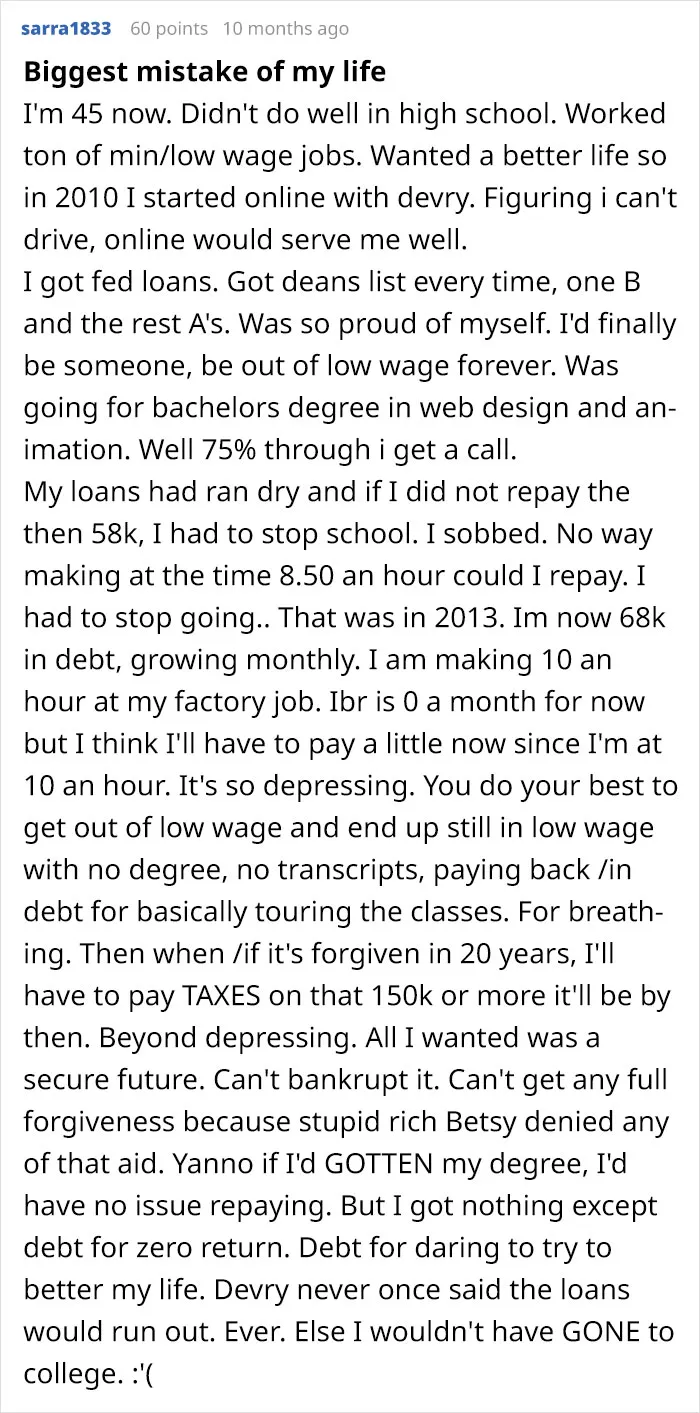 30 Alarming Posts About How The Student Debt System Affects People's Lives And It's Terrible
