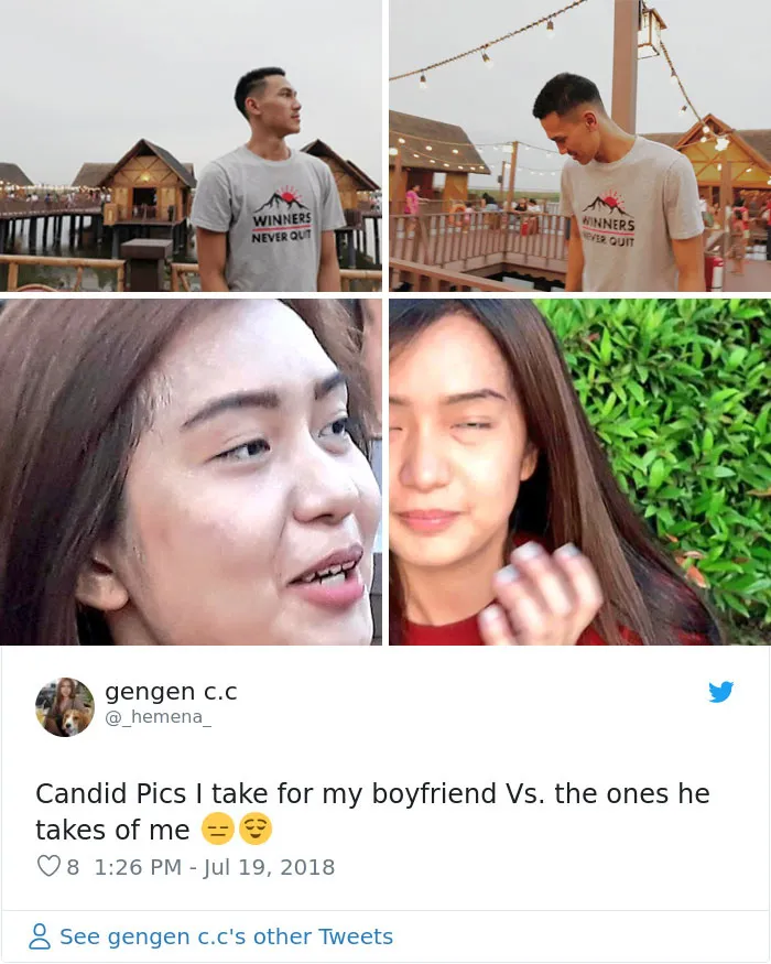 Fotos espontáneas que hago de mi novio vs las que me hace él a mi