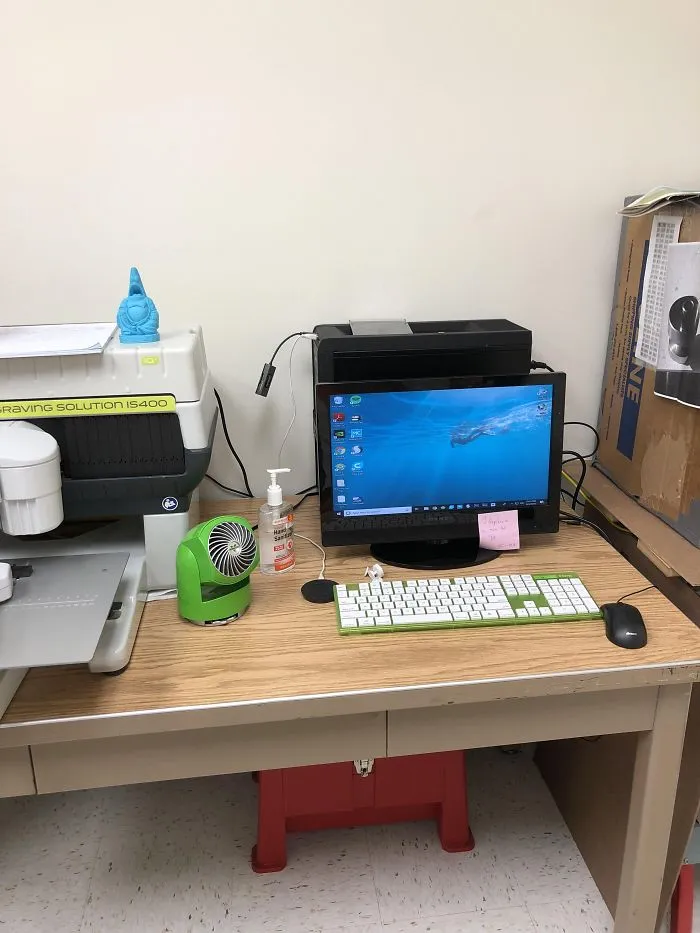 Leave Work For One Day And My Boss Replaced My Large Monitor That I Use To Make Prototype Models And Engravings On Products With This Tiny One