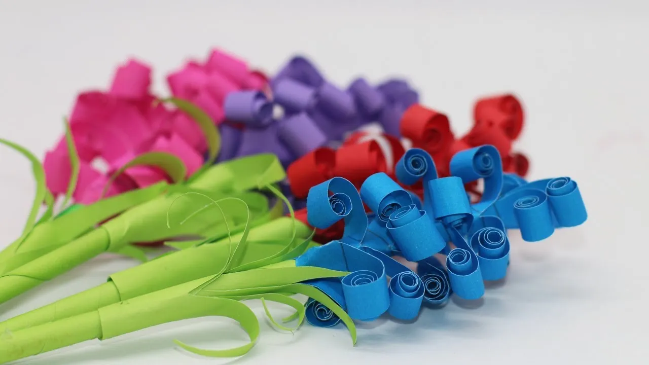 How To Make Easy DIY Beautiful Lavender Paper Stick Flowers - Lavender Paper Stick Flowers Tuitorial