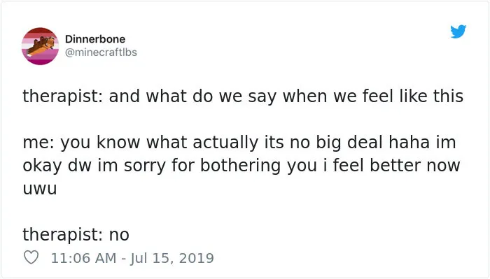 People Are Tweeting Self-Deprecating Therapy Conversations And They're Hilarious (30 Pics)