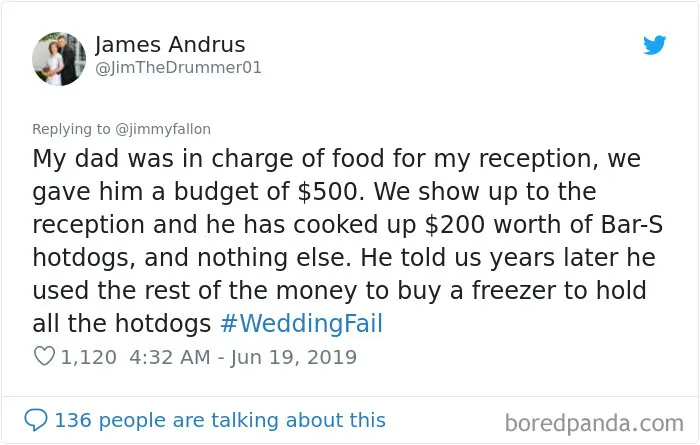 Jimmy Fallon Asks People To Share The Worst Wedding Fails They've Encountered, They Deliver 30 Funny Responses