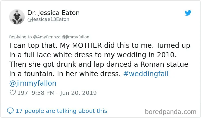 Jimmy Fallon Asks People To Share The Worst Wedding Fails They've Encountered, They Deliver 30 Funny Responses