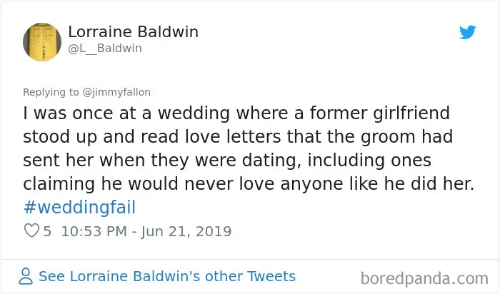 Jimmy Fallon Asks People To Share The Worst Wedding Fails They've Encountered, They Deliver 30 Funny Responses