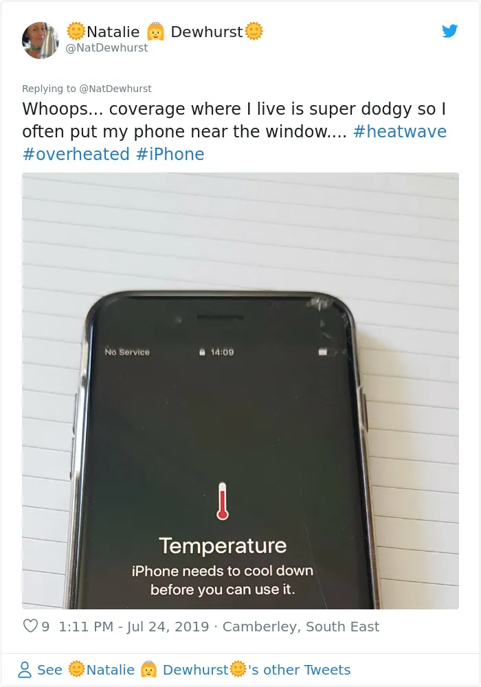 Como no tengo cobertura, pongo el móvil cerca de la ventana y... se ha sobrecalentado